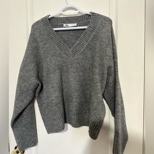 ZARA soft knit V neck sweater